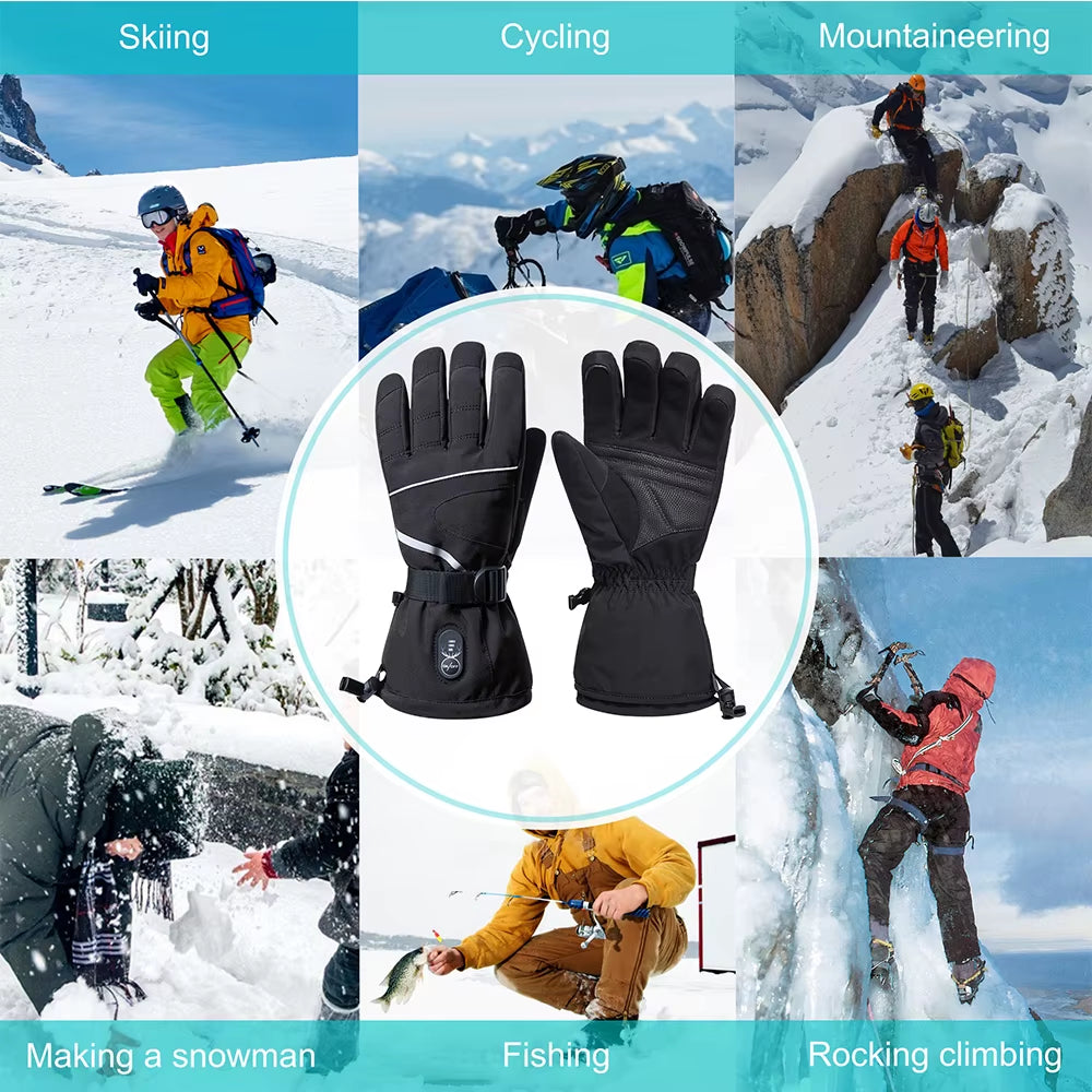 Brand Heated Gloves Motorcycle Winter Heated Gloves Warm Waterproof Rechargeable Heating Thermal Gloves for Snowmobile