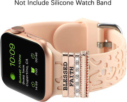 Decorative Rings Loops Compatible with Apple Watch Silicone Bands Charms 49Mm 46Mm 45Mm 44Mm 42Mm 41Mm 40Mm 38Mm Iwatch Series 11 10 9 8 7 SE 6 5 4 3 Watchband Metal Diamond Charms Accessories (No Band)