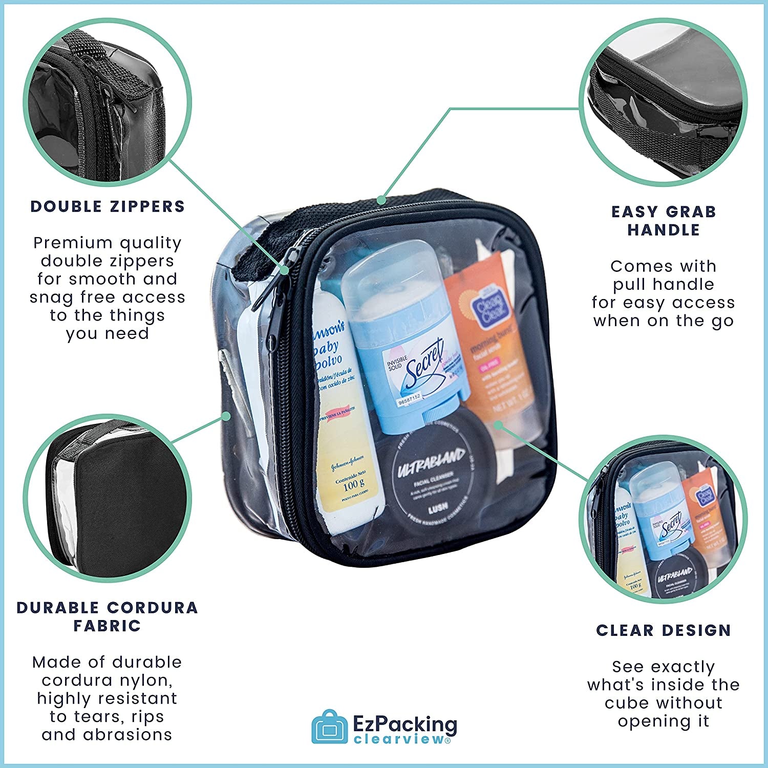 Clear TSA Approved 3-1-1 Travel Toiletry Bag for Carry On/Quart Size Transparent Liquids Pouch for Airport Security/Reusable See through Vinyl & PVC Plastic Organizer Men Women (Pink)