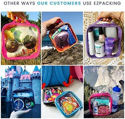 Clear TSA Approved 3-1-1 Travel Toiletry Bag for Carry On/Quart Size Transparent Liquids Pouch for Airport Security/Reusable See through Vinyl & PVC Plastic Organizer Men Women (Pink)