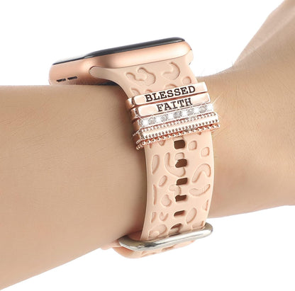 Decorative Rings Loops Compatible with Apple Watch Silicone Bands Charms 49Mm 46Mm 45Mm 44Mm 42Mm 41Mm 40Mm 38Mm Iwatch Series 11 10 9 8 7 SE 6 5 4 3 Watchband Metal Diamond Charms Accessories (No Band)