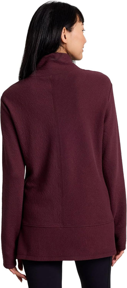 Active Women'S Ultra Soft Quilted Cowl Neck Pullover Sweater, Lightweight Mock Neck Tunic Sweatshirt with Thumbholes