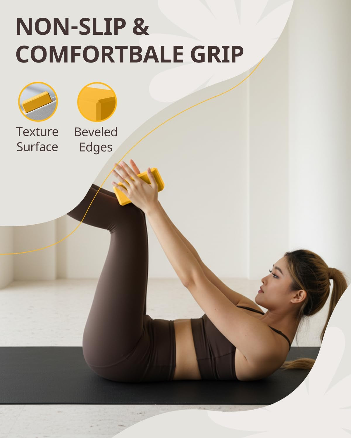 Yoga Blocks 2 Pack, Soft Non-Slip Foam Blocks with Beveled Edges for Alignment and Stretching in Yoga, Pilates, and Dance - Supportive, Lightweight, Odor Resistant, Latex-Free