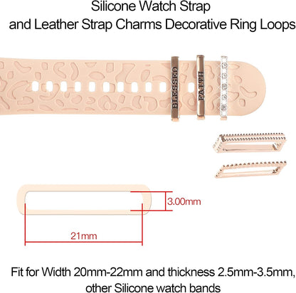 Decorative Rings Loops Compatible with Apple Watch Silicone Bands Charms 49Mm 46Mm 45Mm 44Mm 42Mm 41Mm 40Mm 38Mm Iwatch Series 11 10 9 8 7 SE 6 5 4 3 Watchband Metal Diamond Charms Accessories (No Band)