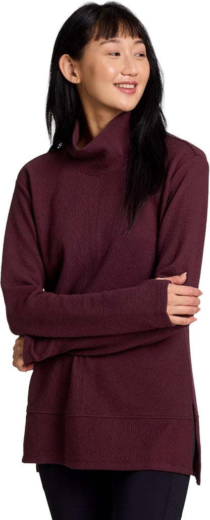 Active Women'S Ultra Soft Quilted Cowl Neck Pullover Sweater, Lightweight Mock Neck Tunic Sweatshirt with Thumbholes