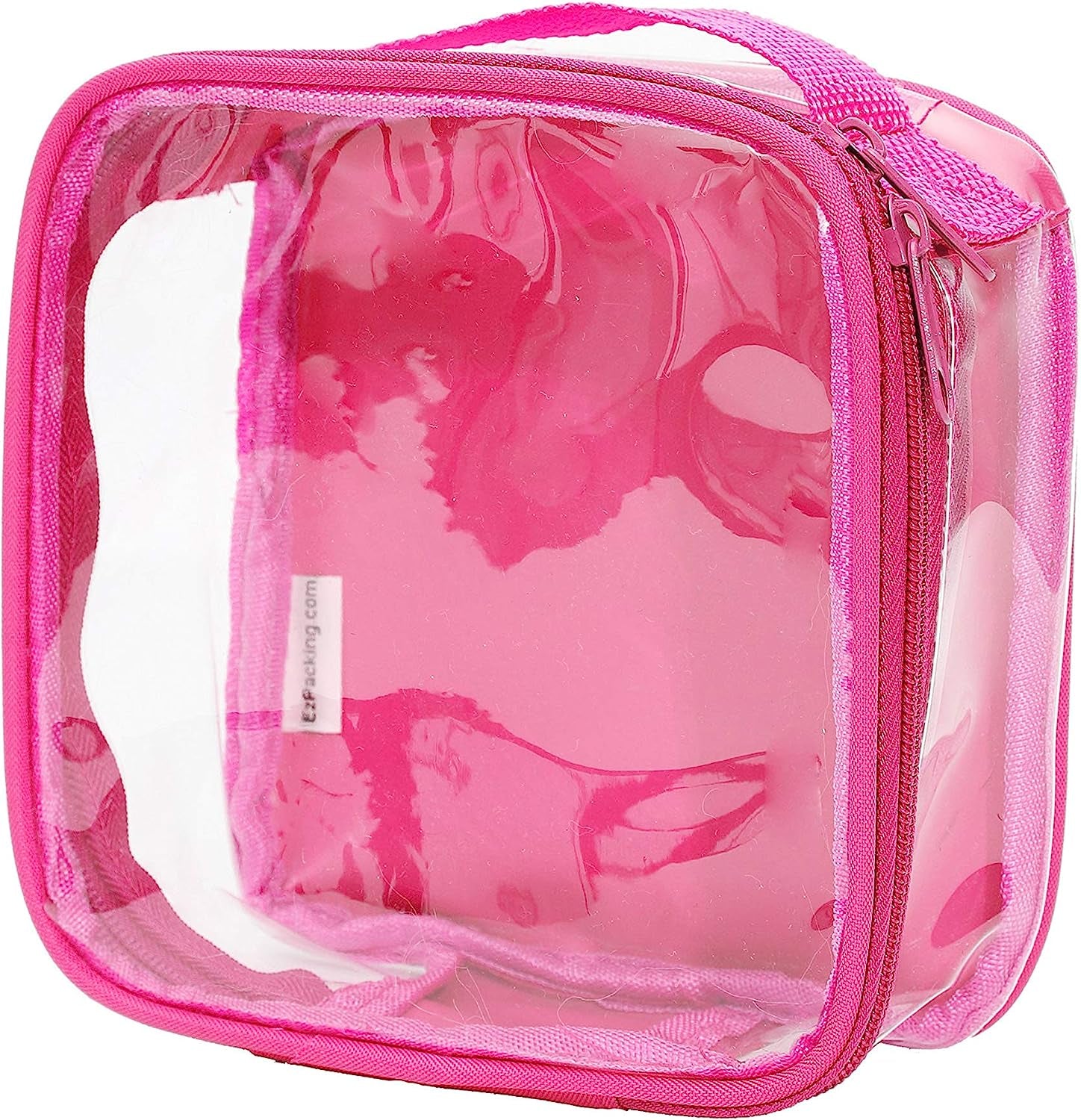 Clear TSA Approved 3-1-1 Travel Toiletry Bag for Carry On/Quart Size Transparent Liquids Pouch for Airport Security/Reusable See through Vinyl & PVC Plastic Organizer Men Women (Pink)