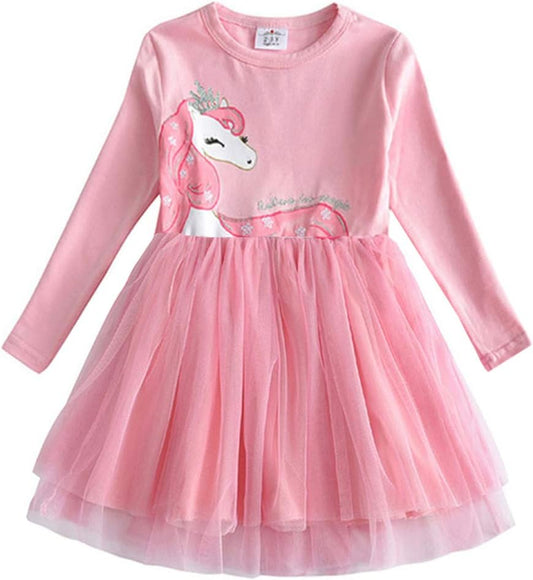 Girls Dresses for Winter Long Sleeve Toddler Girls Clothes Party Tulle Dresses for Girls 3-12 Years